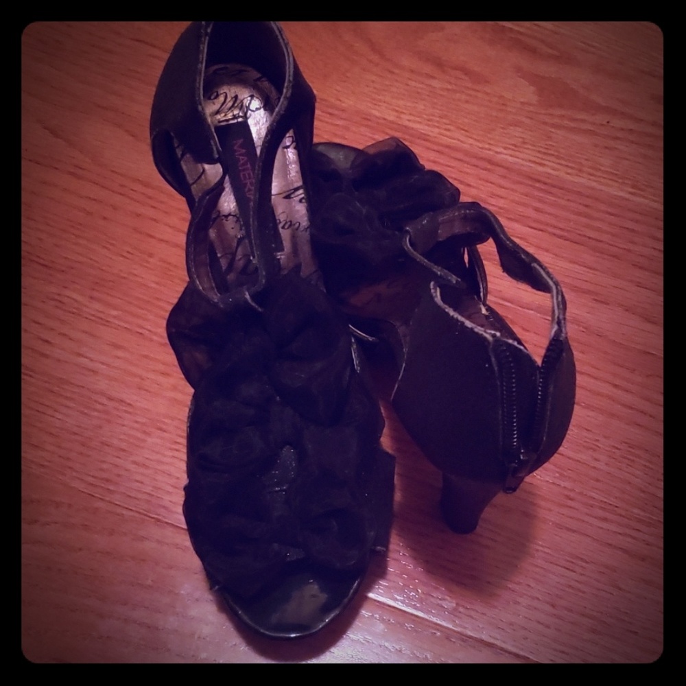 Black Glitter High Heel Sandal